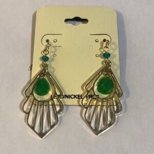 New Green,blue and Gold Dangle Earrings